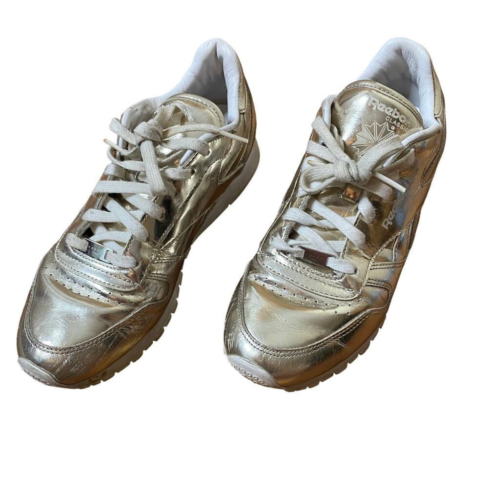 REEBOK X SANDRO Classic Leather Gold Metallic Sneakers Size US 8.5